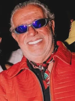 We The Best Jeff Hamilton Red Croc Leather Jacket