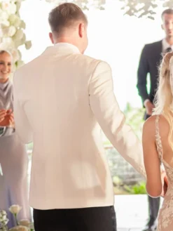 Wedding MrBeast White Blazer Back View