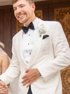 White MrBeast Wedding Blazer