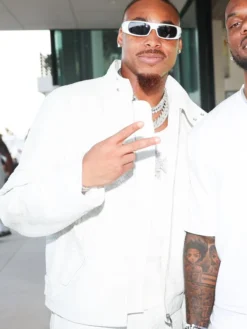 White Party 2026 Justin Jefferson White Leather Jacket