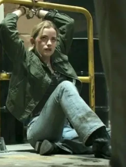 Willa Fitzgerald Reacher Season 1 Roscoe Conklin Green Cotton Jacket front view