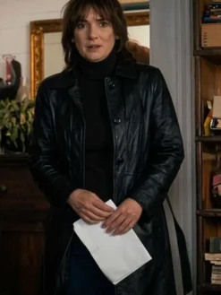 Winona Ryder TV-Series Stranger Things S01 Joyce Byers Black Leather Coat front view