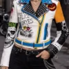Women’s Gothic Printed Leather Patches Jacket