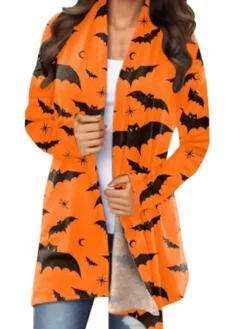 Womens Halloween Print Scrub Coat​
