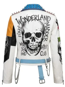 Women’s Printed Gothic Patches Leather Jacket