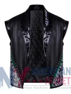 WrestleMania 42 LA Knight Leather Black Vest Front View