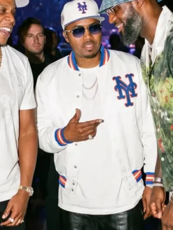 Yankee Stadium JAŸ-Z 30 New York Nas White Varsity Jacket