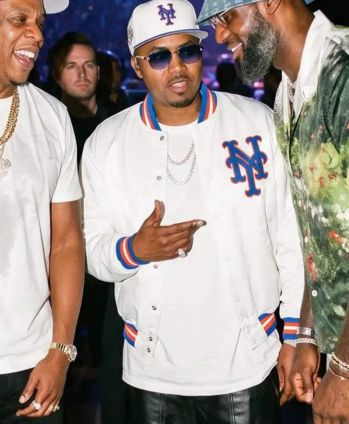 Yankee Stadium JAŸ-Z 30 New York Nas White Varsity Jacket