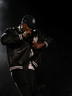 Yankee Stadium New York JAŸ-Z 30 Black Leather Jacket