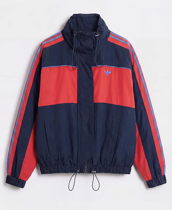 adidas x Asos Oversized Track Jacket In Navy Color Block Nylon