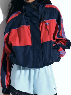 adidas x Asos women's Oversized Track Jacket In Navy Block Nylon