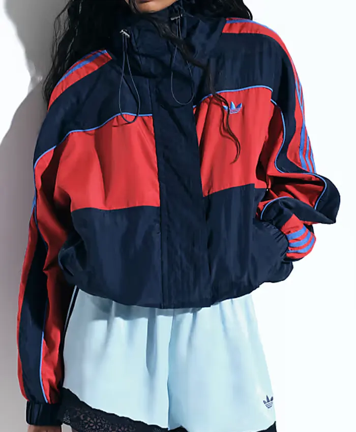 adidas x Asos women's Oversized Track Jacket In Navy Block Nylon