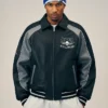 front view Palace x Avirex Fall 2026 Leather Bomber Jacket with classic collar