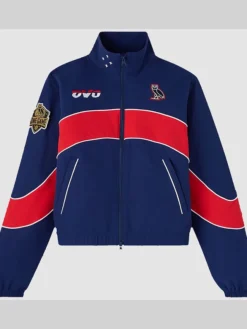 front view of OVO x WNBA Team Indiana Fever Navy And Red Track Jacket