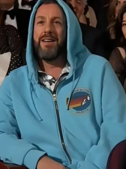 97th Annual Oscars Awards Adam Sandler Fleece Blue Hooded Jacket front view