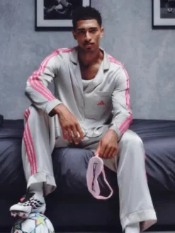 Adidas Predator Real Madrid Jude Bellingham Gray Silk Pajamas Suit front view