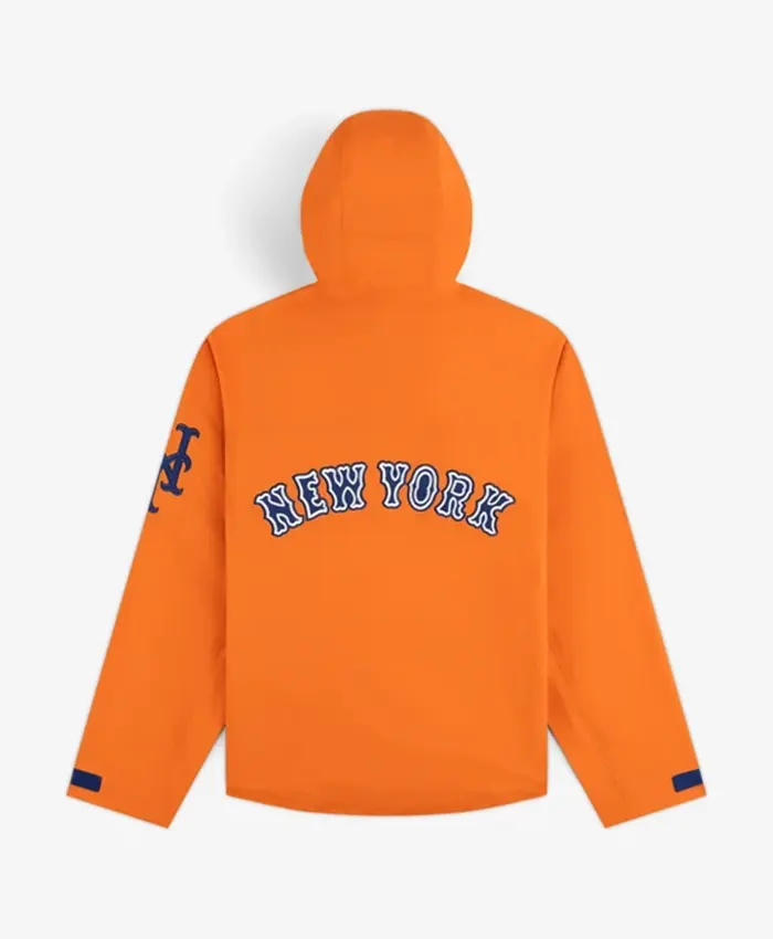 Aimé Leon Dore Fall 2026 New York Mets Orange GORE-TEX Rain Delay Jacket back view