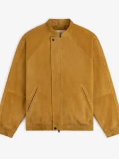 Aimé Leon Dore Fall-Winter 2026 Tan Suede Leather Cafe Racer Jacket front view
