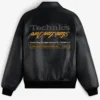 Aimé Leon Dore Fall-Winter 2026 Technics Black Leather Varsity Jacket back view