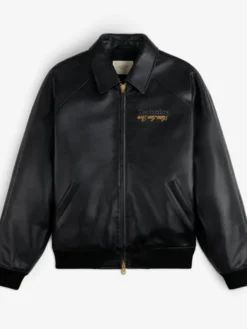 Aimé Leon Dore Fall-Winter 2026 Technics Varsity Black Leather Jacket front view