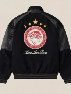 Aimé Leon Dore Fall-Winter Olympiacos F.C. 2026 Black Varsity Jacket back view