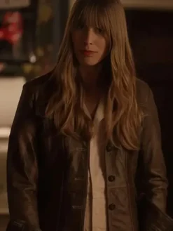 Alexandra Templer Only Murders in the Building S04 Brown Leather Jacket front view