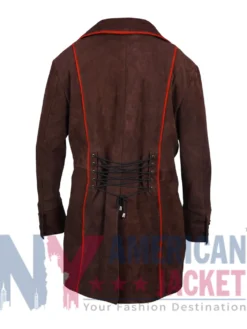 Alice in Wonderland Mad Hatter Brown Suede Leather Coat inspired by Johnny Depp with Full-Length Sleeves