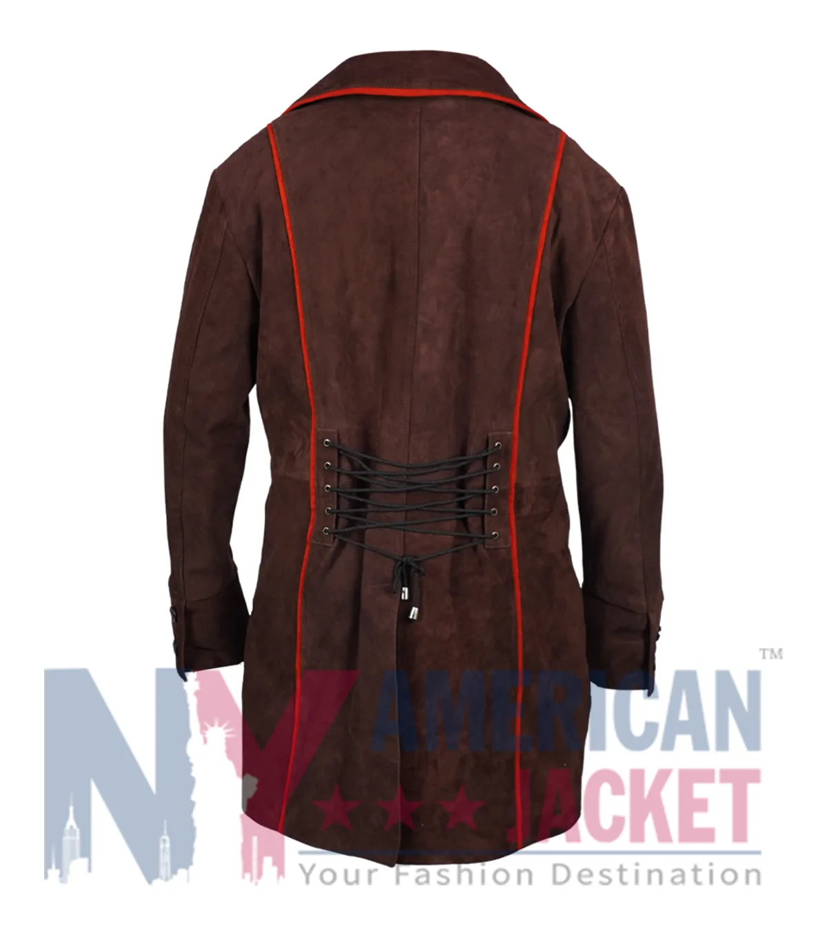 Alice in Wonderland Mad Hatter Brown Suede Leather Coat inspired by Johnny Depp with Full-Length Sleeves