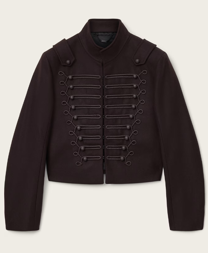 All Saints Military Napoleon Rummy Cropped Wool Blend Jacket