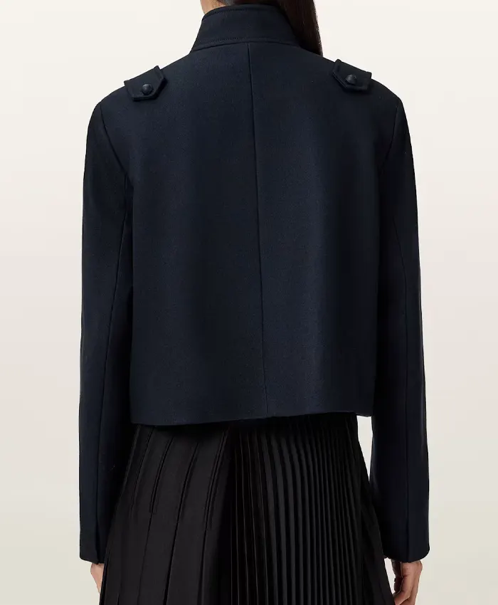 All Saints Navy Wool Napoleon Jacket Back