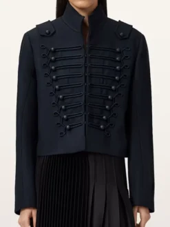 All Saints WOmens Napoleon Navy Wool Jacket