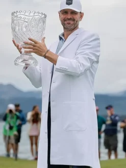American Century Championship 2026 Mardy Fish White Lab Coat with Lapel Collar