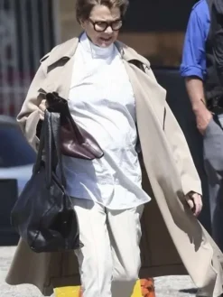 Annette Bening TV Series Lucky S01 Beige Cotton Trench Coat front view