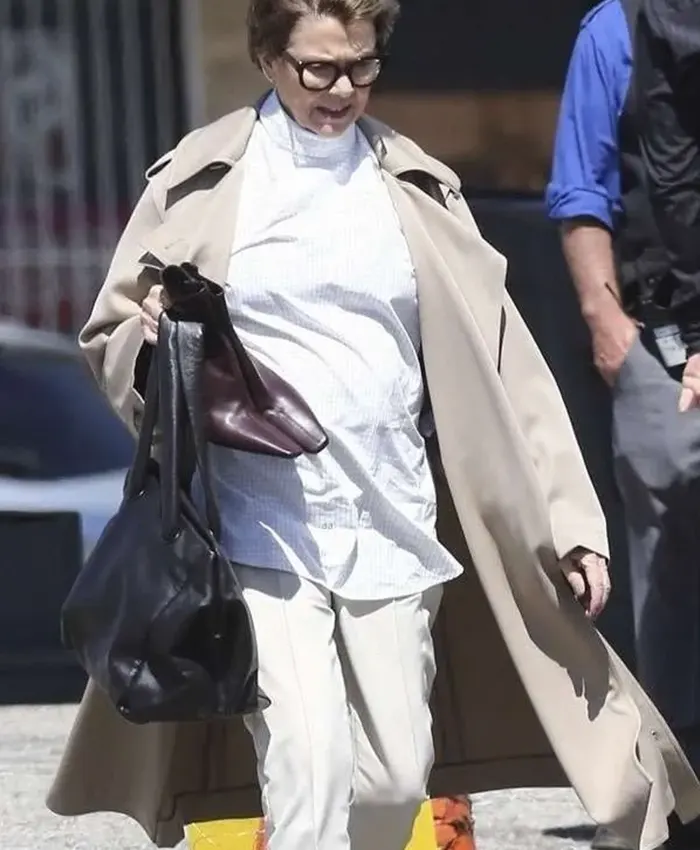 Annette Bening TV Series Lucky S01 Beige Cotton Trench Coat front view