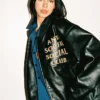 Anti Social Social Club Fall-Winter 2026 Capsule 2 Black Leather Varsity Jacket front view