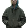 Anya Taylor-Joy Series Lucky S01 Green Cotton Hooded Bomber Jacket front view
