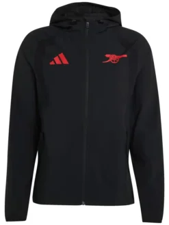 Arsenal-adidas-Tiro-Travel-Black-Windbreaker-Jacket