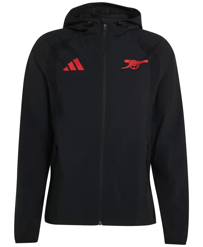Arsenal-adidas-Tiro-Travel-Black-Windbreaker-Jacket