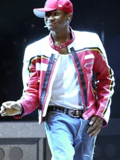 BET Awards 2001 Usher Dolce & Gabbana Moto Red And White Leather Jacket