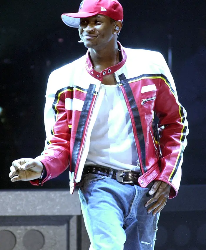 BET Awards 2001 Usher Dolce & Gabbana Moto Red And White Leather Jacket