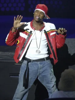 BET Awards 2001 Usher Dolce & Gabbana Red And White Leather Moto Jacket