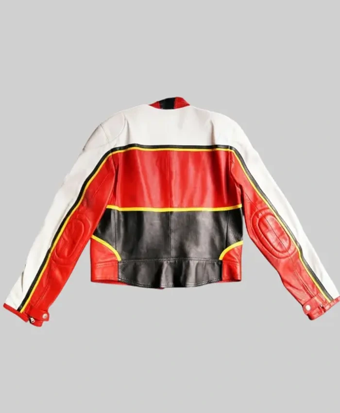 BET Awards 2001 Usher Dolce & Gabbana Red And White Leather Moto Jacket back view