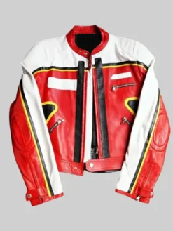 BET Awards 2001 Usher Dolce & Gabbana Red And White Moto Leather Jacket front view