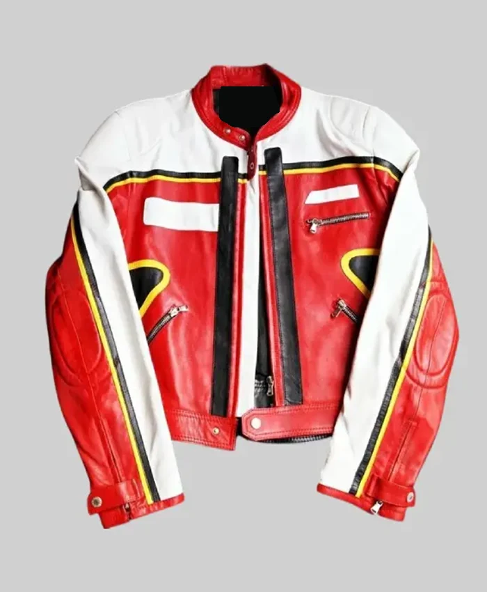 BET Awards 2001 Usher Dolce & Gabbana Red And White Moto Leather Jacket front view