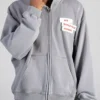 BTS ARIRANG World Tour Baltimore Jungkook Zip Grey Fleece Hoodie front view