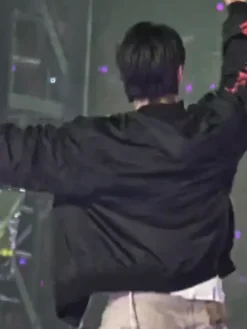 BTS Tour Arirang 2026 Jungkook What Is Your Love Song Black Satin Jacket back view