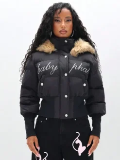 Baby-Phat-Cropped-Black-Puffer-Jacket-With-Fur-Hood