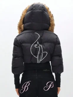 Baby-Phat-Logo-Black-Crop-Puffer-Jacket-With-Fur-Hood