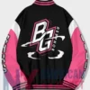 Back View of Bonaksu Gaming Black And Pink Fleece Varsity Jacket