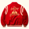 Back View of GOLF le FLEUR Tyler The Creator Petalers Red Wool Varsity Jacket